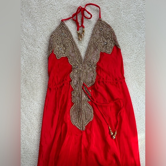 Red Manish Vaid Beach Dress - Picture 3 of 7